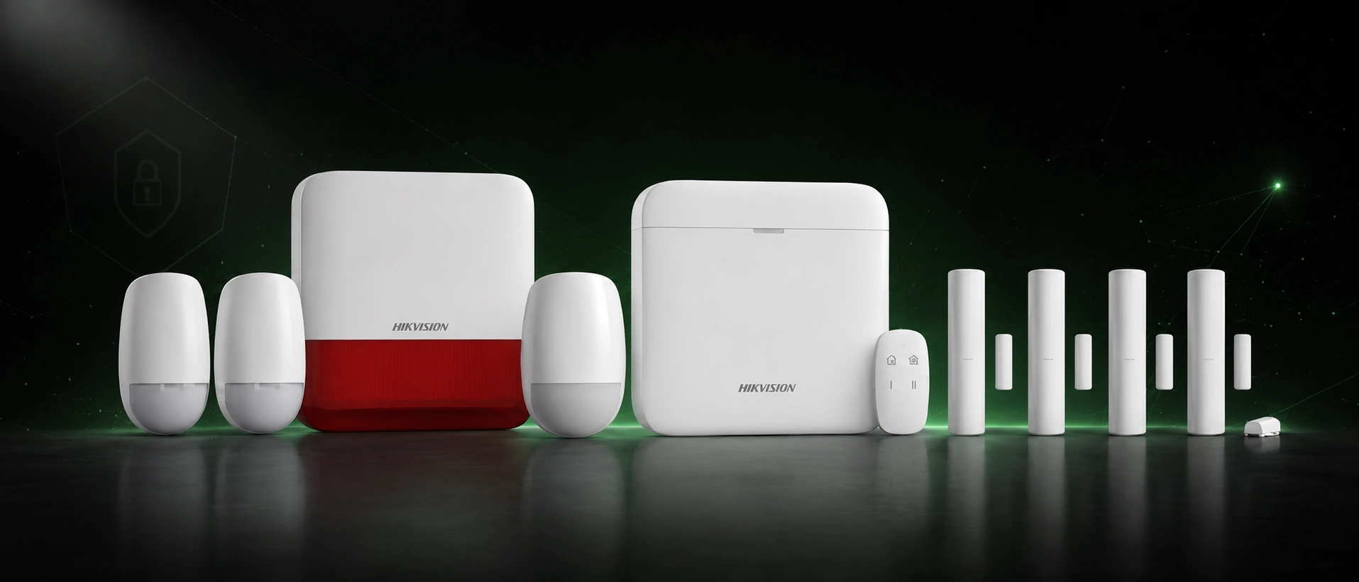 Hikvision AX PRO vezeték nélküli riasztórendszer szerelés Debrecenben – központ, kültéri sziréna, mozgásérzékelők, nyitásérzékelők és távirányító